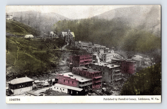 Littletown West Virginia Aerial Downtown 1910s Postcard Posted Divided Back