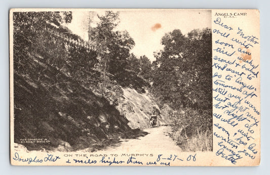 Angels Camp California Road to Murphys Douglas Flat 1906 Postcard Posted