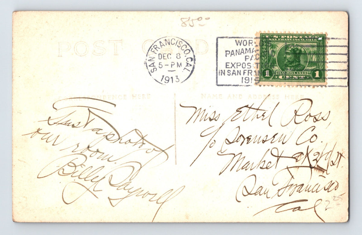 San Francisco California Shorty Roberts Restaurant 1913 RPPC Postcard Posted