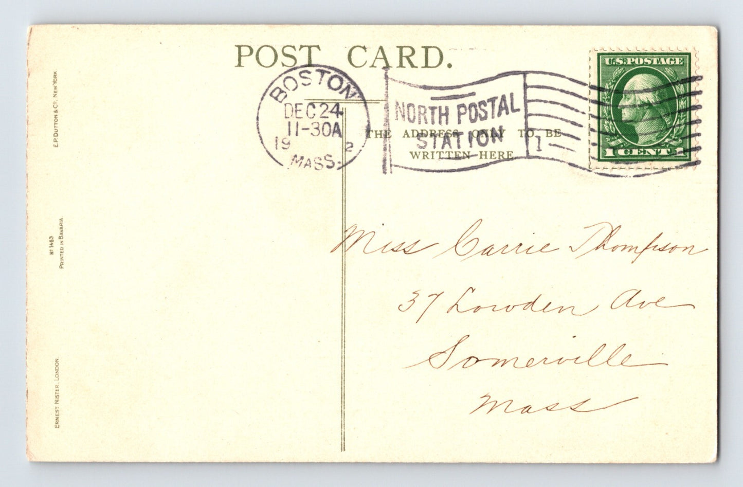 Christmas Pig Cooking Turkey Ethel Dewees 1912 Postcard Posted Divided Back