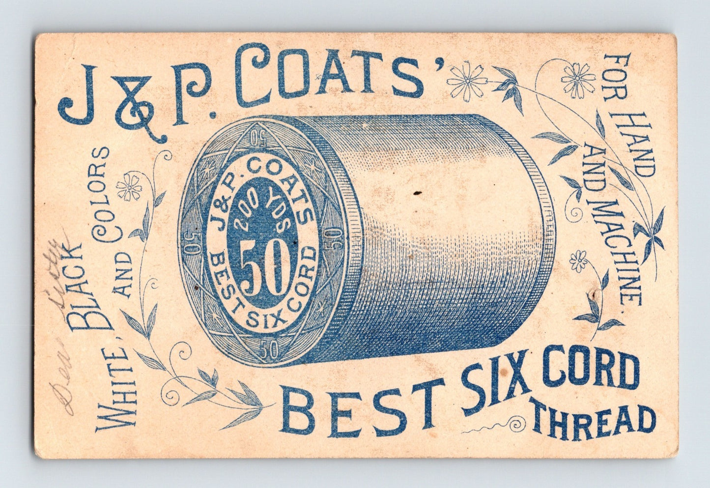 J P Coats Winter Children Snow Scene Thread Spool 1890s Trade Card 4 x 2.5