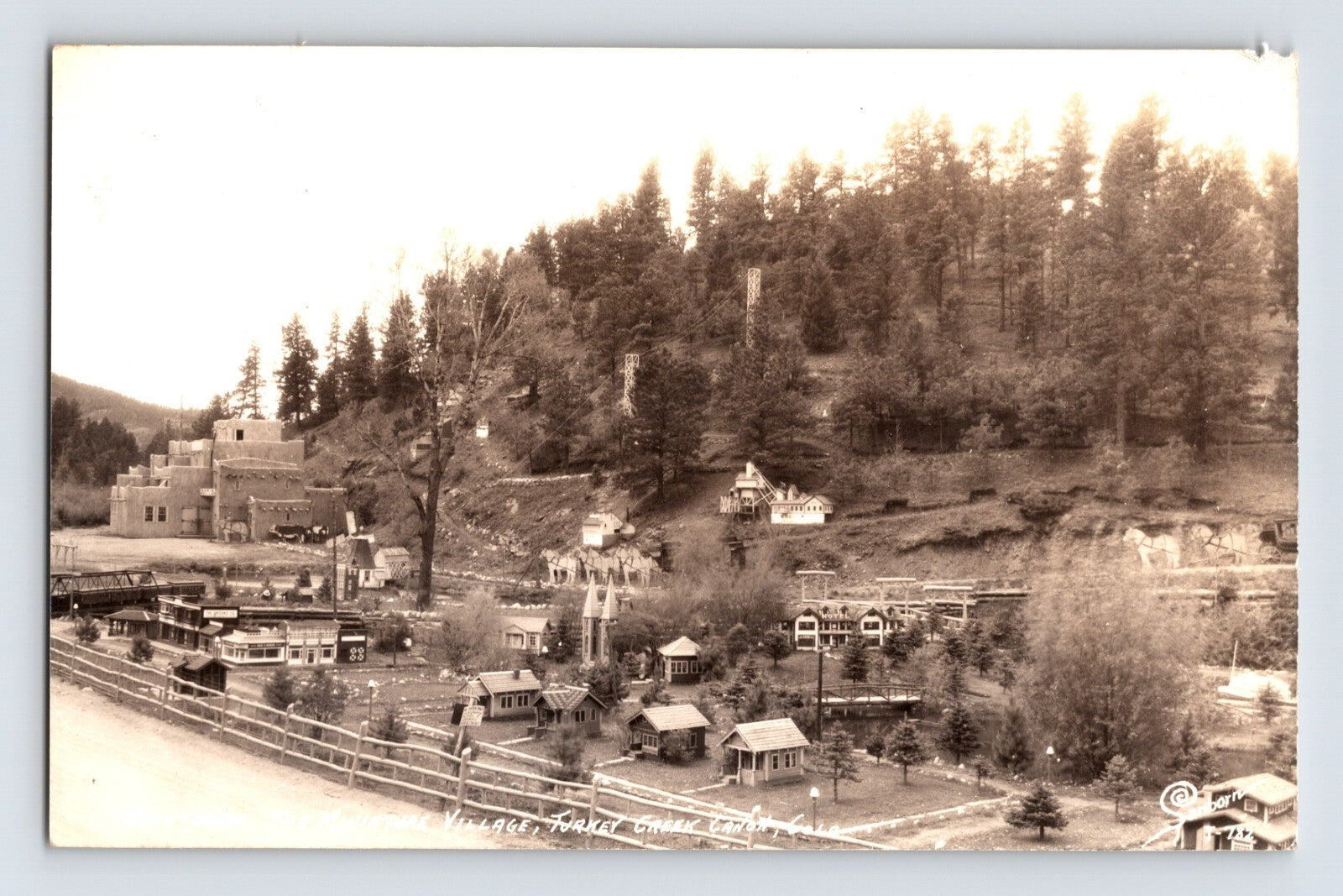 Turkey Creek Canyon Colorado Tiny Town miniature village hillside 1940s photo postcard