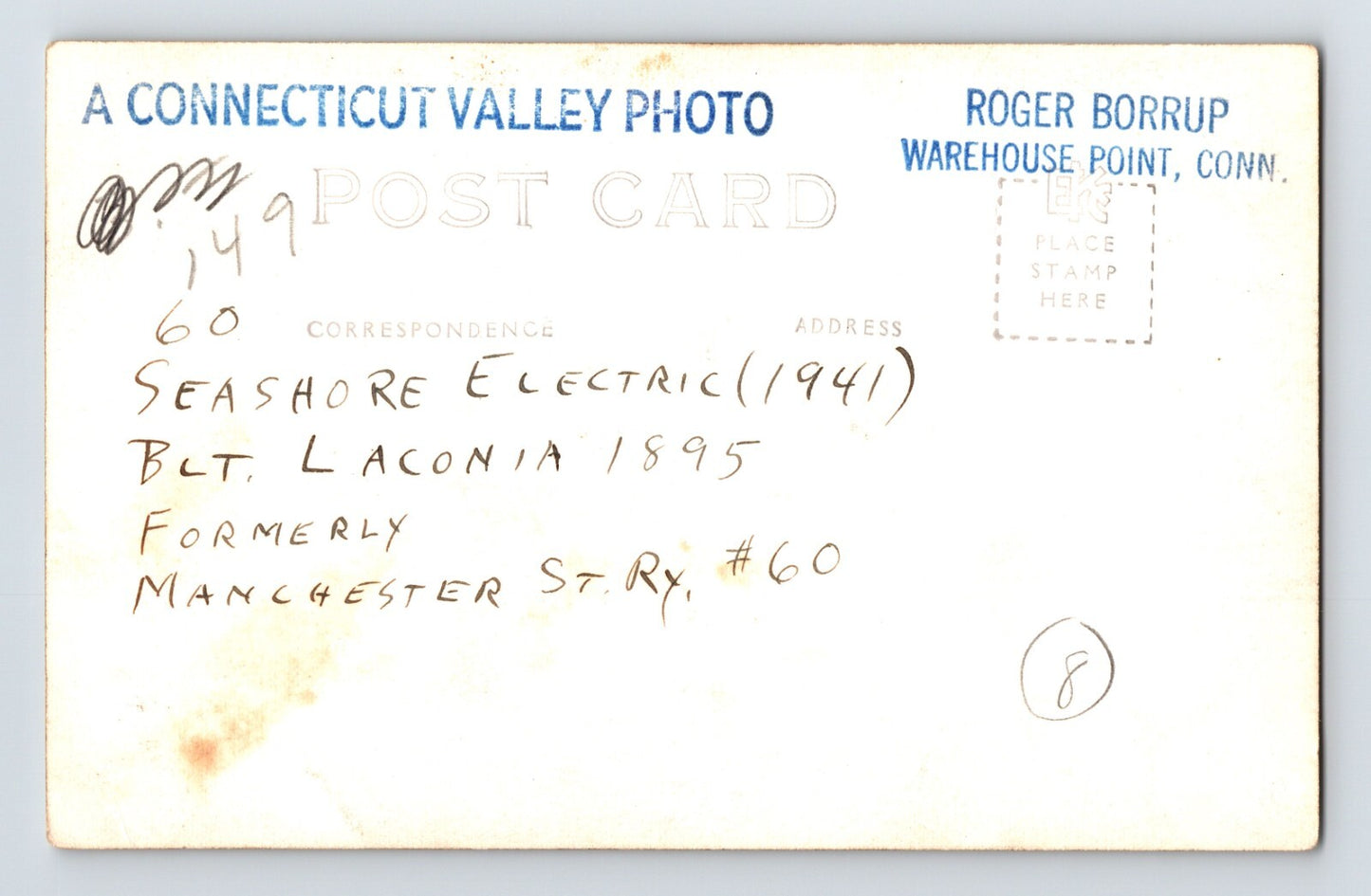 New Hampshire Shore Line Electric Trolley 1940s RPPC Postcard Unposted EKC