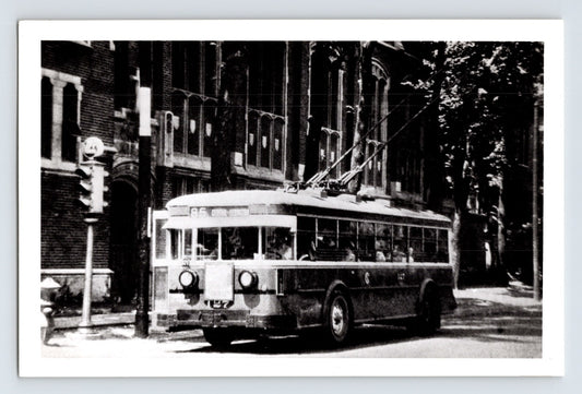 Chicago Surface Lines trolley bus route 85 Central street scene electric bus photo