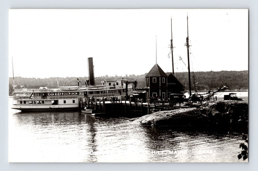 Blue Hill Maine Steamer Boothbay Harbor Dock 1940s RPPC Postcard Unposted