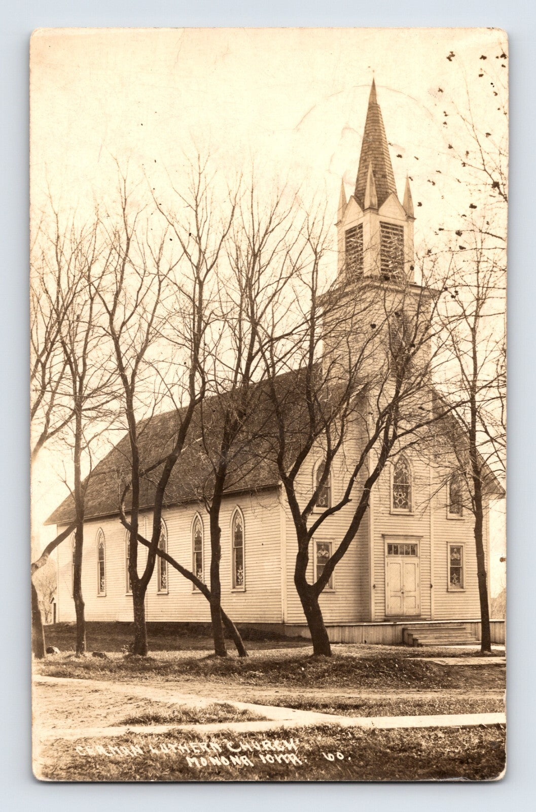 Monona Iowa German Lutheran Church 1910s photo Postcard