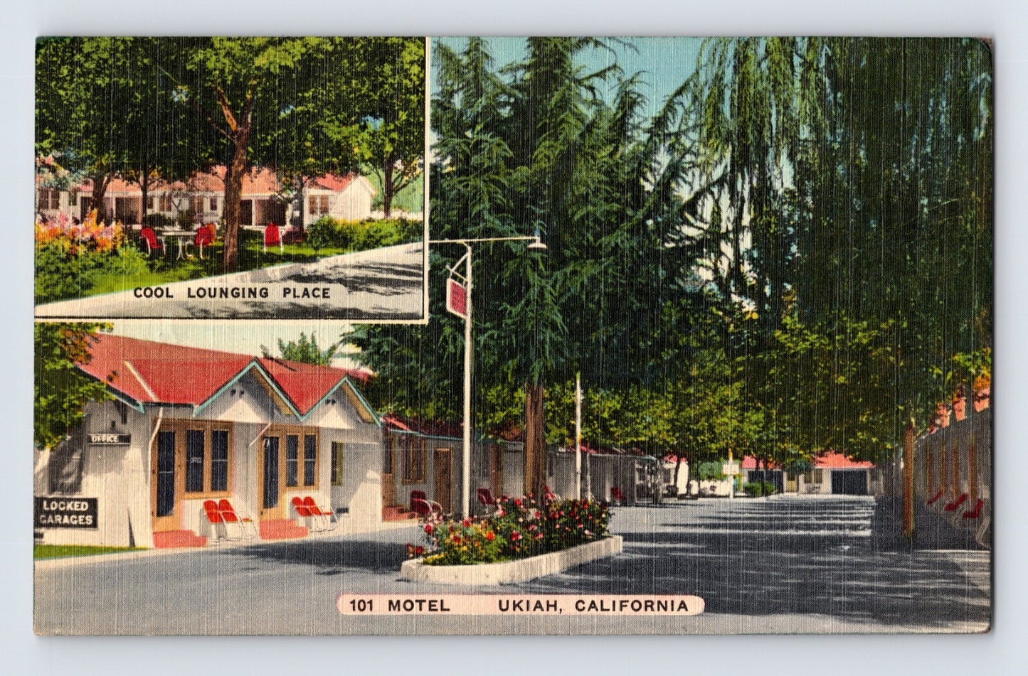 Ukiah California 101 Motel Redwood Highway 1951 Postcard Posted Linen