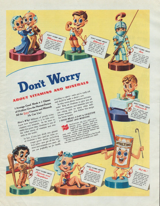 Ovaltine Chocolate Milk 1943 WW2 Print Ad Full Page 10.5 x 13.5